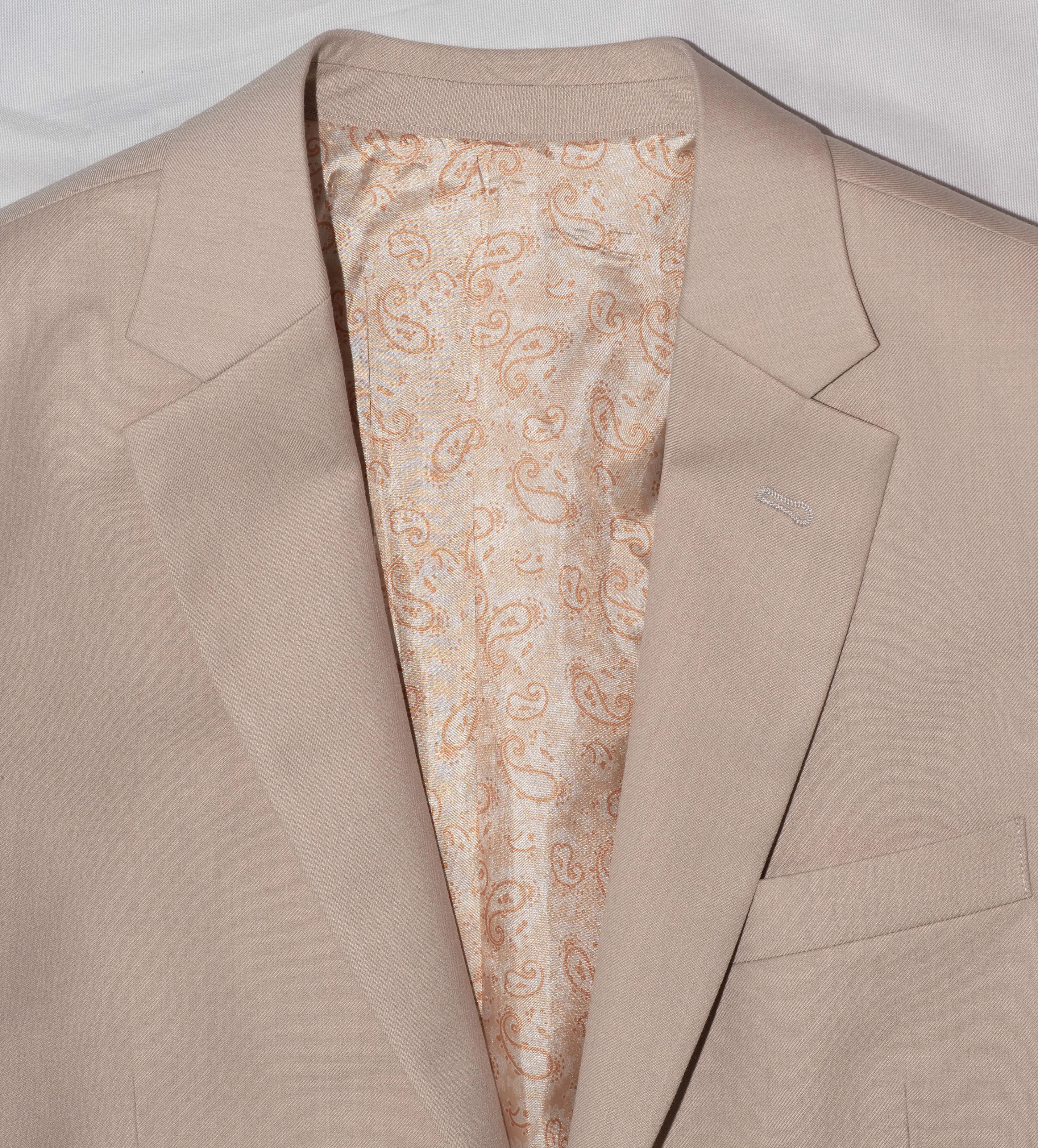 120's WOOL NOTCH LAPEL SAND SLIM-FIT SUIT FOR MEN