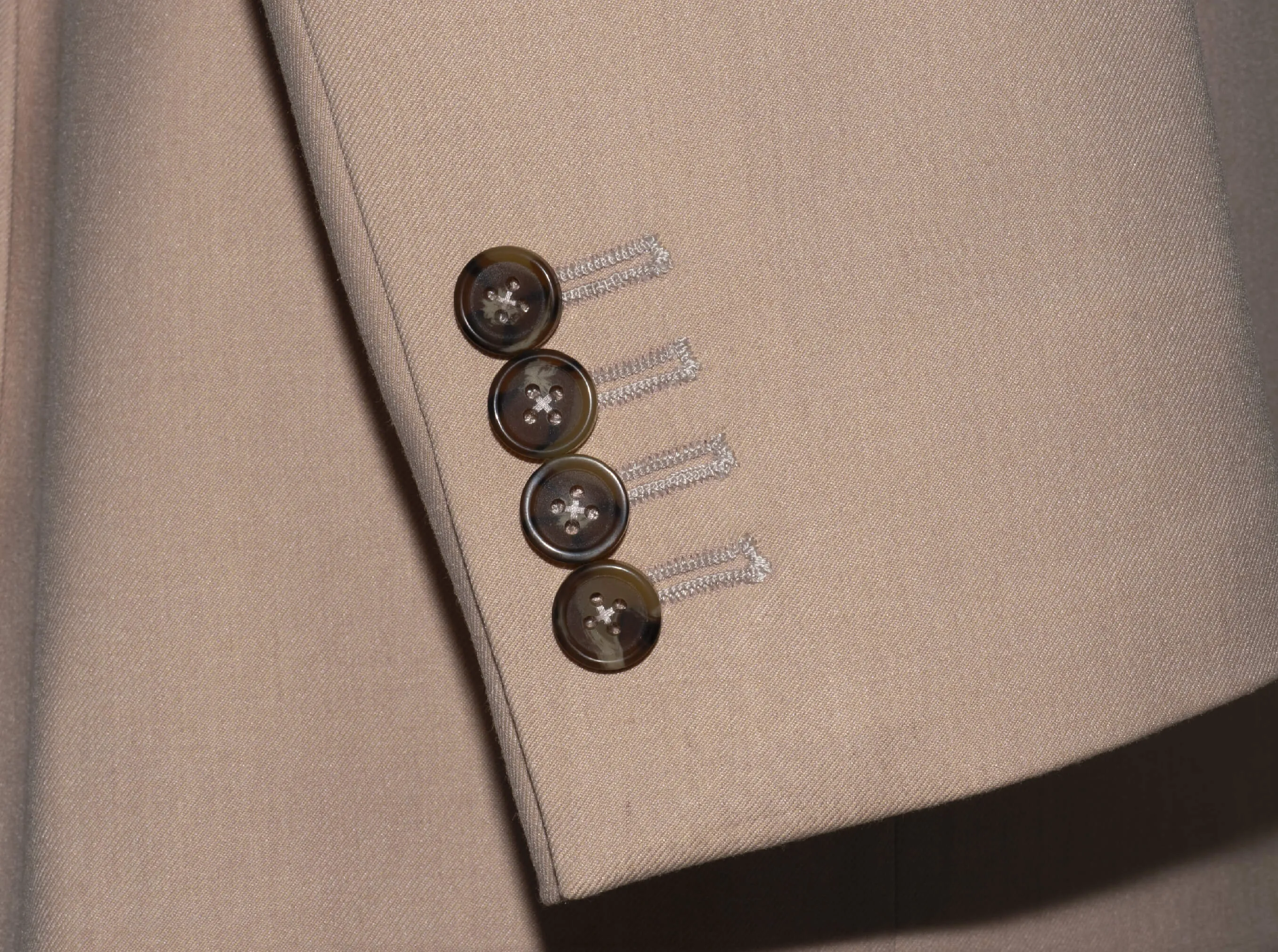 120's WOOL NOTCH LAPEL SAND SLIM-FIT SUIT FOR MEN