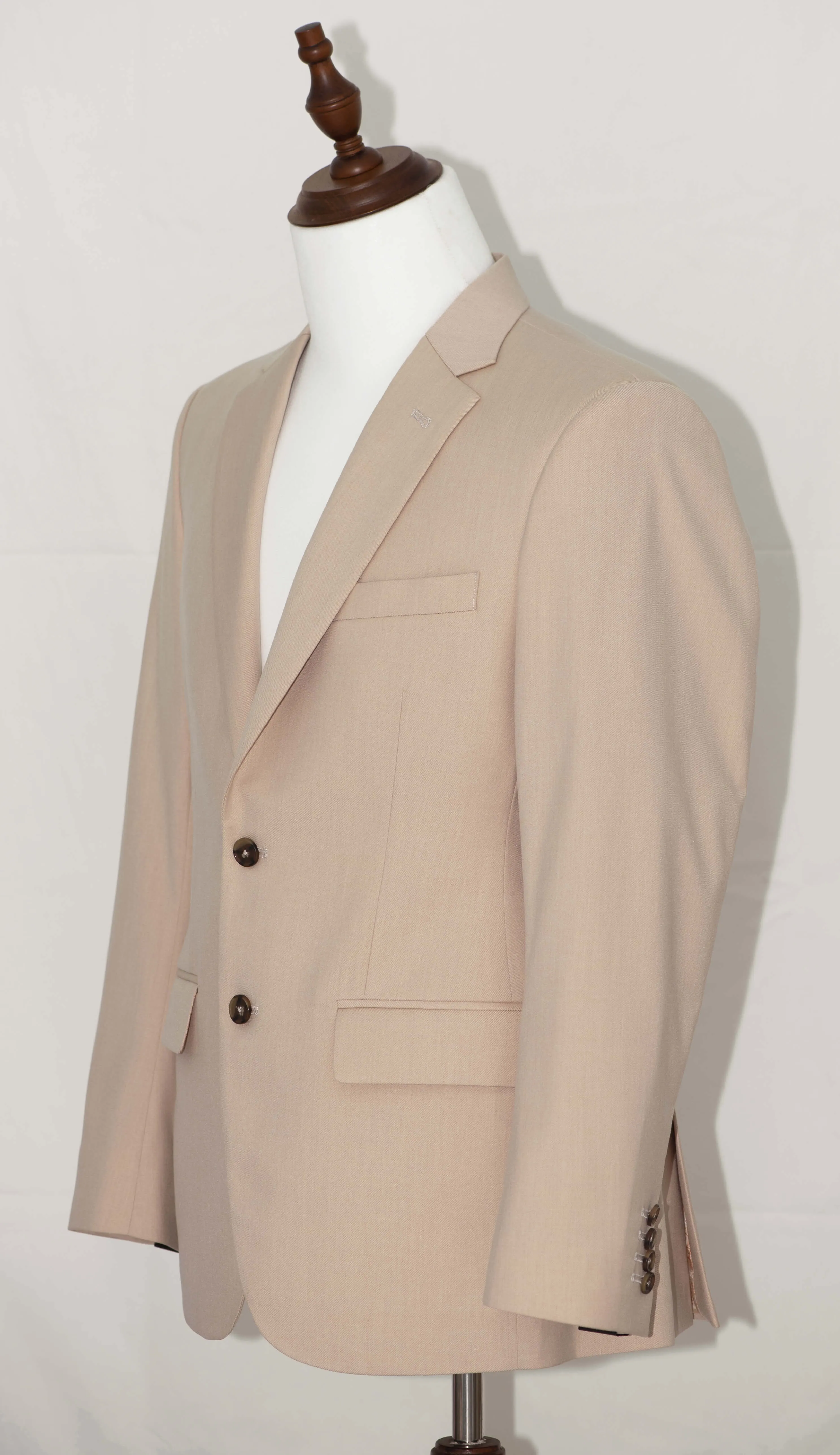 120's WOOL NOTCH LAPEL SAND SLIM-FIT SUIT FOR MEN