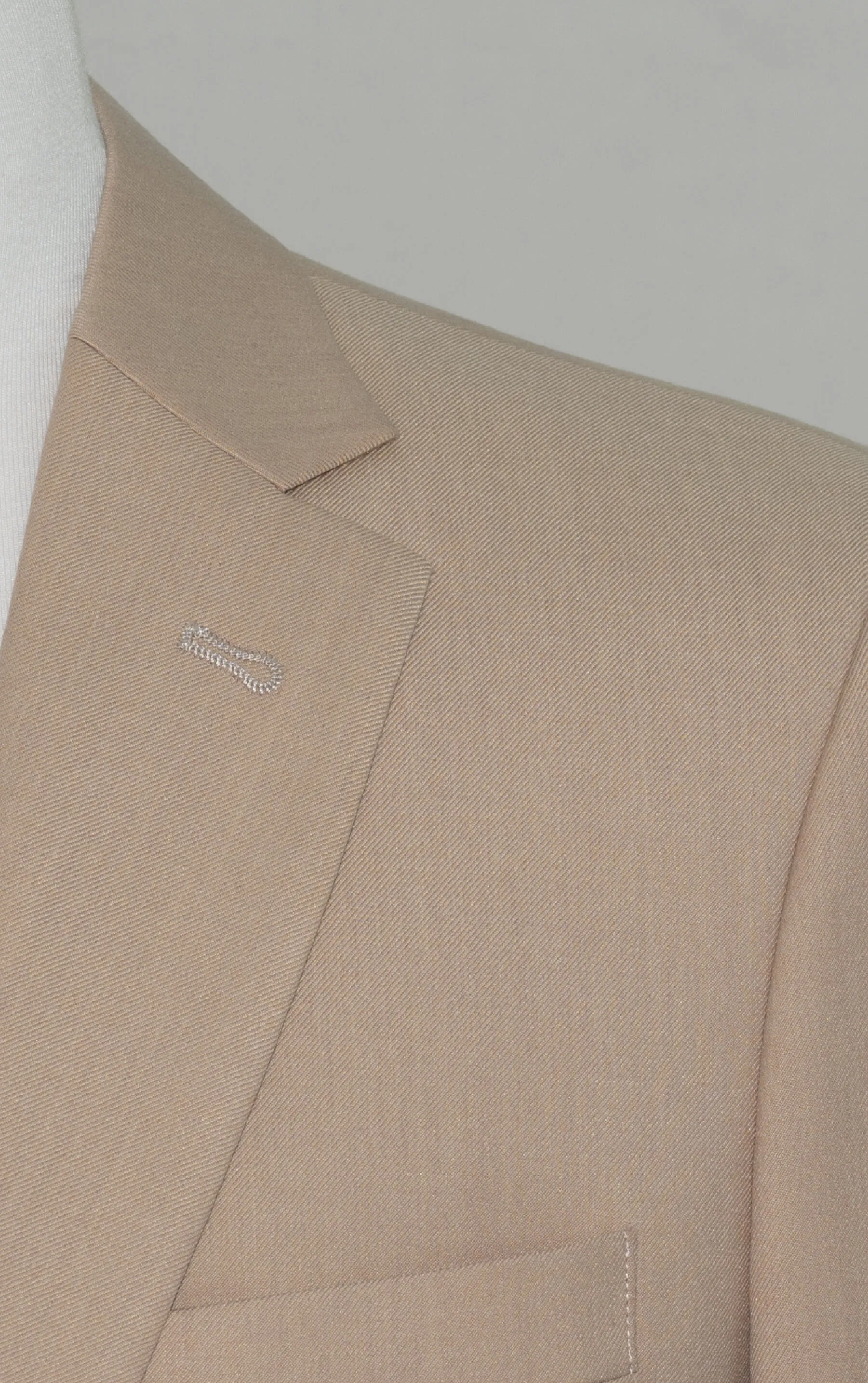 120's WOOL NOTCH LAPEL SAND SLIM-FIT SUIT FOR MEN