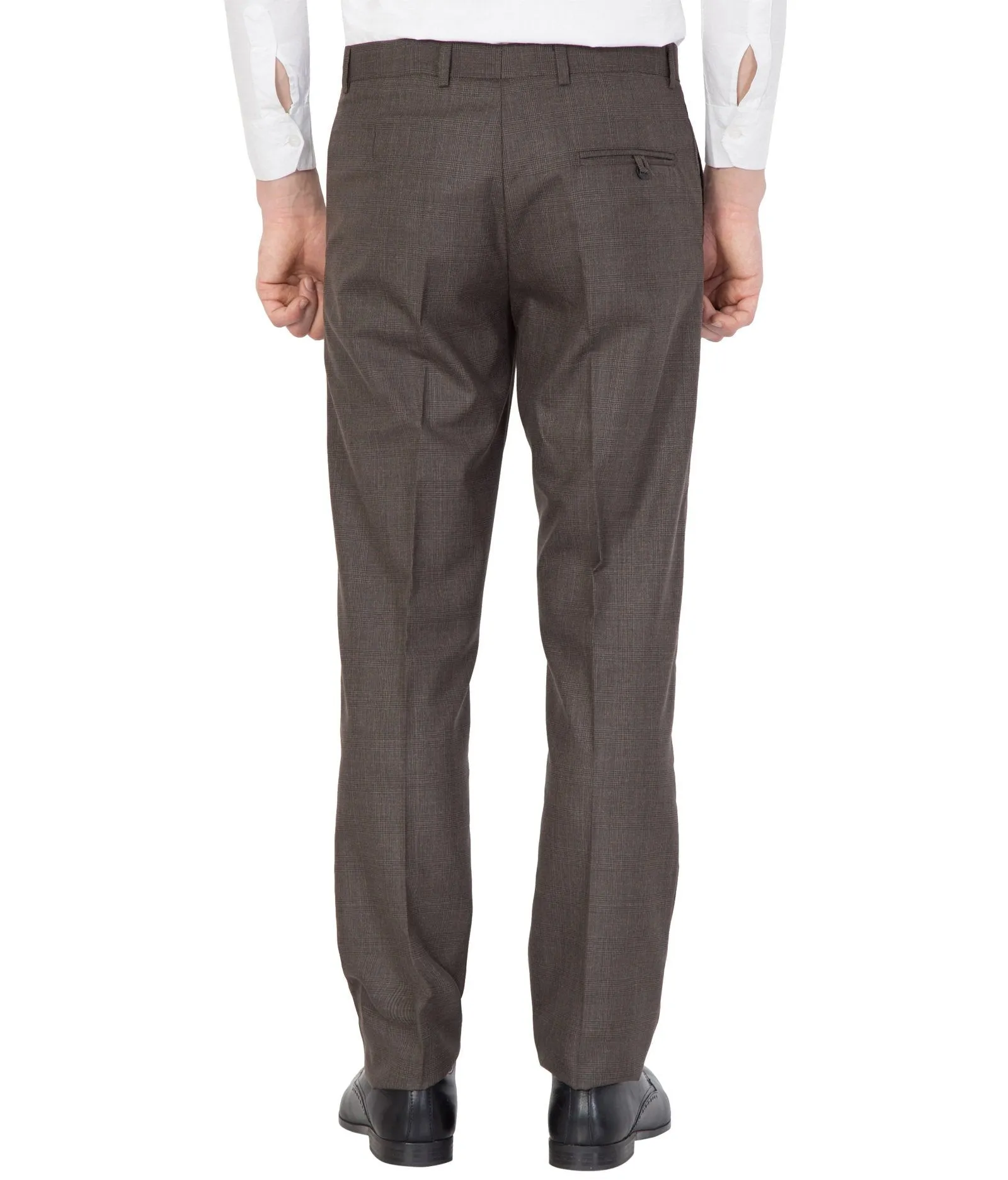 American-Elm Men Redish Brown Cotton Formal Trouser