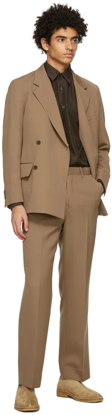 AURALEE Brown Light Wool Gabardine Trousers