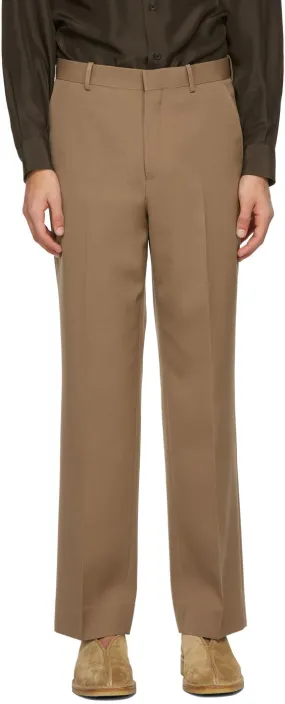 AURALEE Brown Light Wool Gabardine Trousers