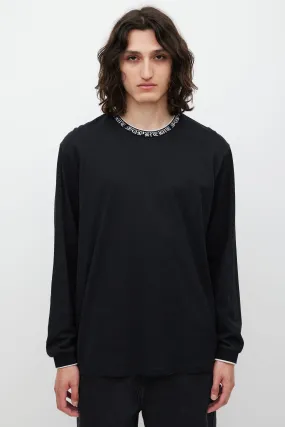 Black & White Script Logo Trimmed Top