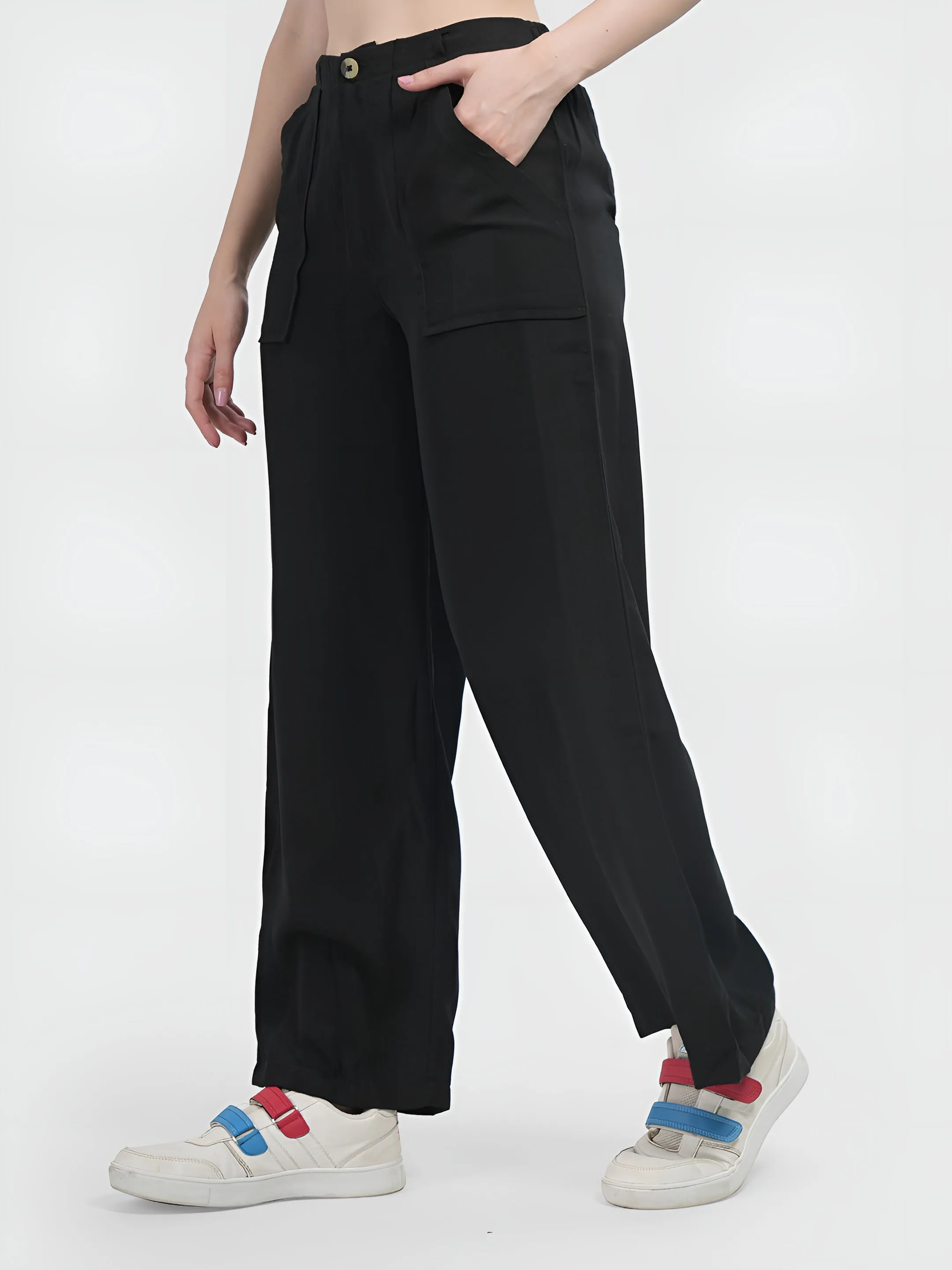 Black Colour | Women Formal Trousers Regular Fit