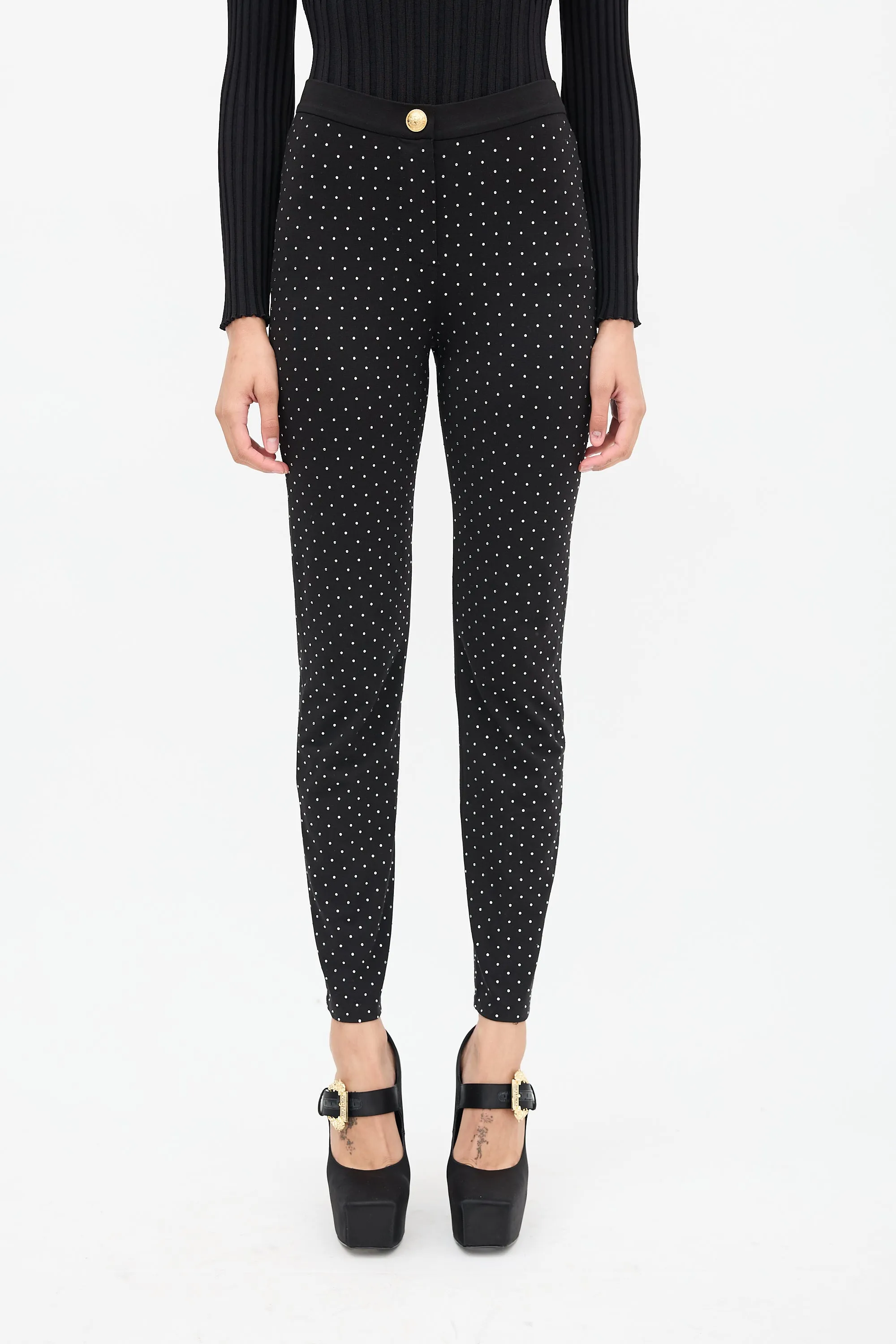 Black Crystal Embellished Trousers