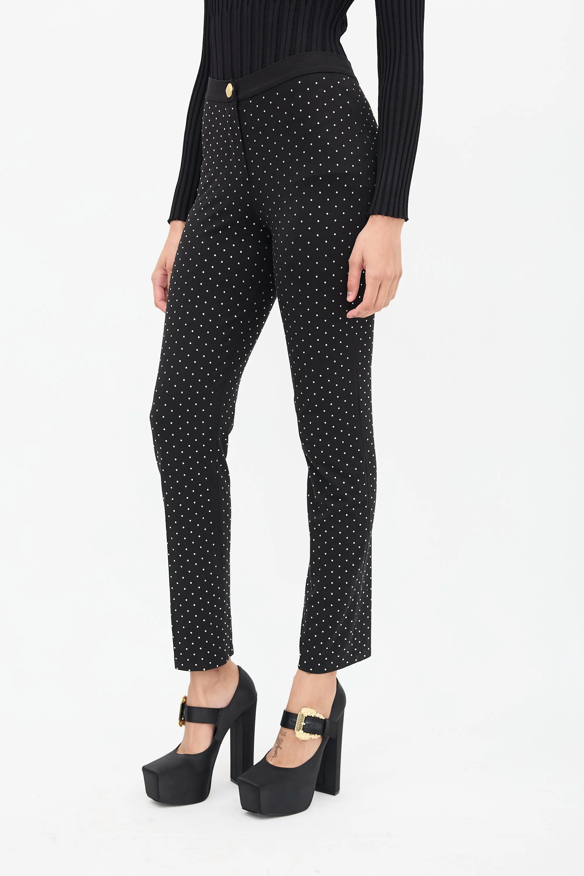 Black Crystal Embellished Trousers