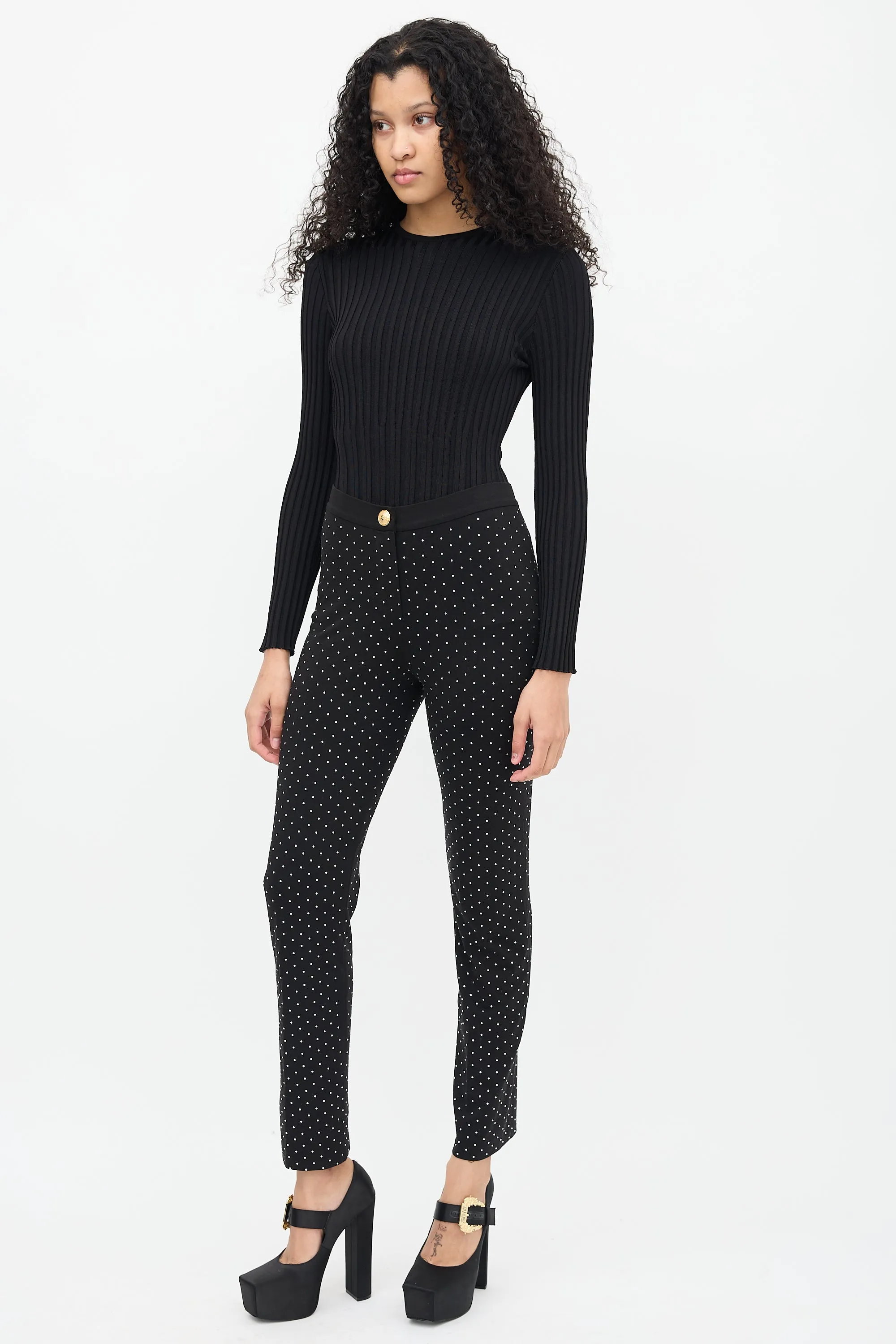 Black Crystal Embellished Trousers