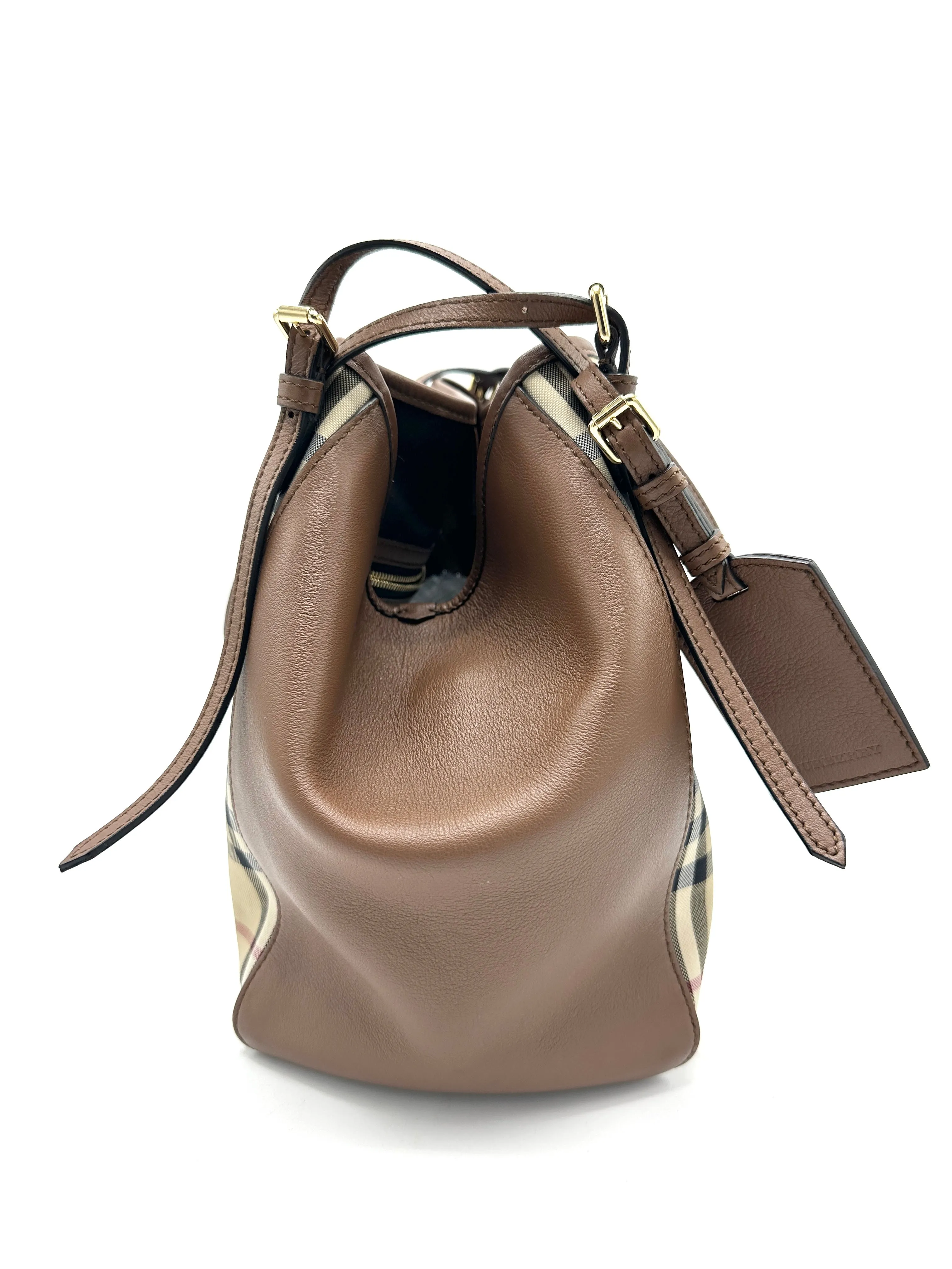Brown Leather Trimmed Novacheck GHW Tote