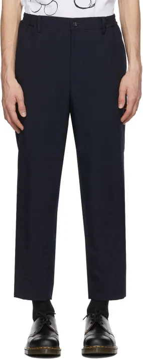 Comme des GarÃ§ons Homme Deux Navy Gabardine Trousers