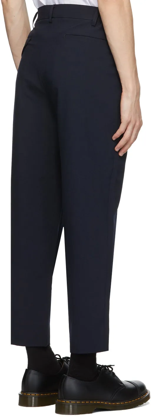 Comme des GarÃ§ons Homme Deux Navy Gabardine Trousers