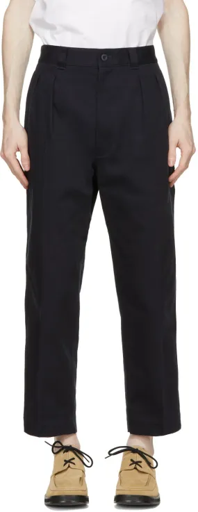 Comme des GarÃ§ons Homme Navy Cotton Drill Trousers