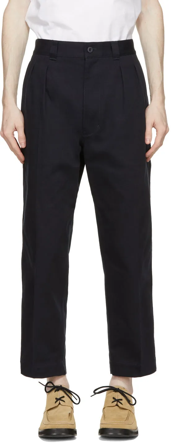 Comme des GarÃ§ons Homme Navy Cotton Drill Trousers