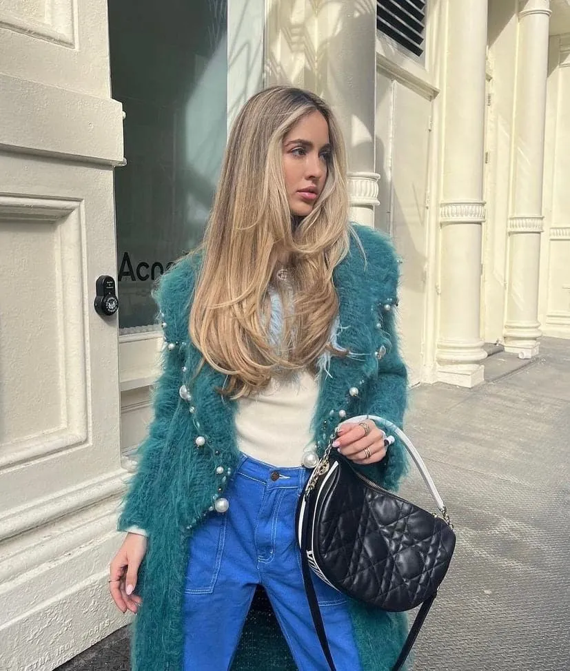 CULT MIA X LALO PEARL EMBROIDERED MOHAIR COAT