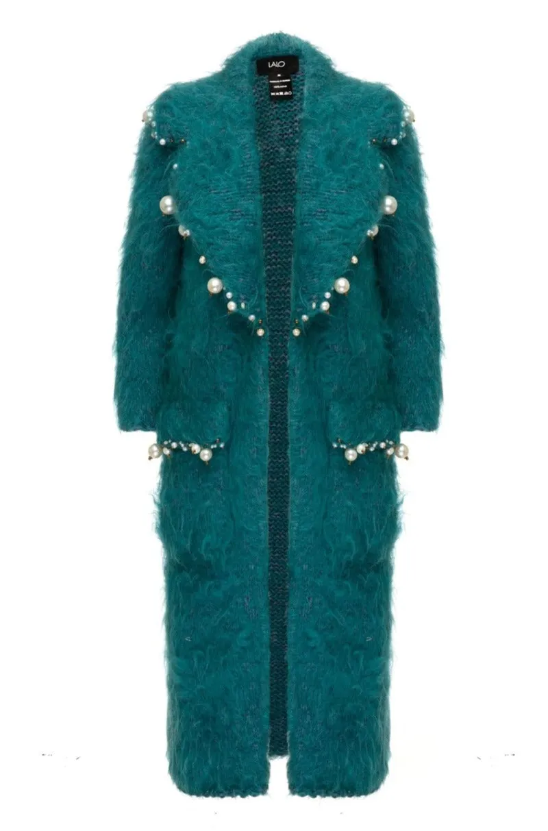 CULT MIA X LALO PEARL EMBROIDERED MOHAIR COAT