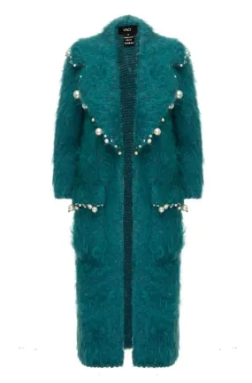 CULT MIA X LALO PEARL EMBROIDERED MOHAIR COAT