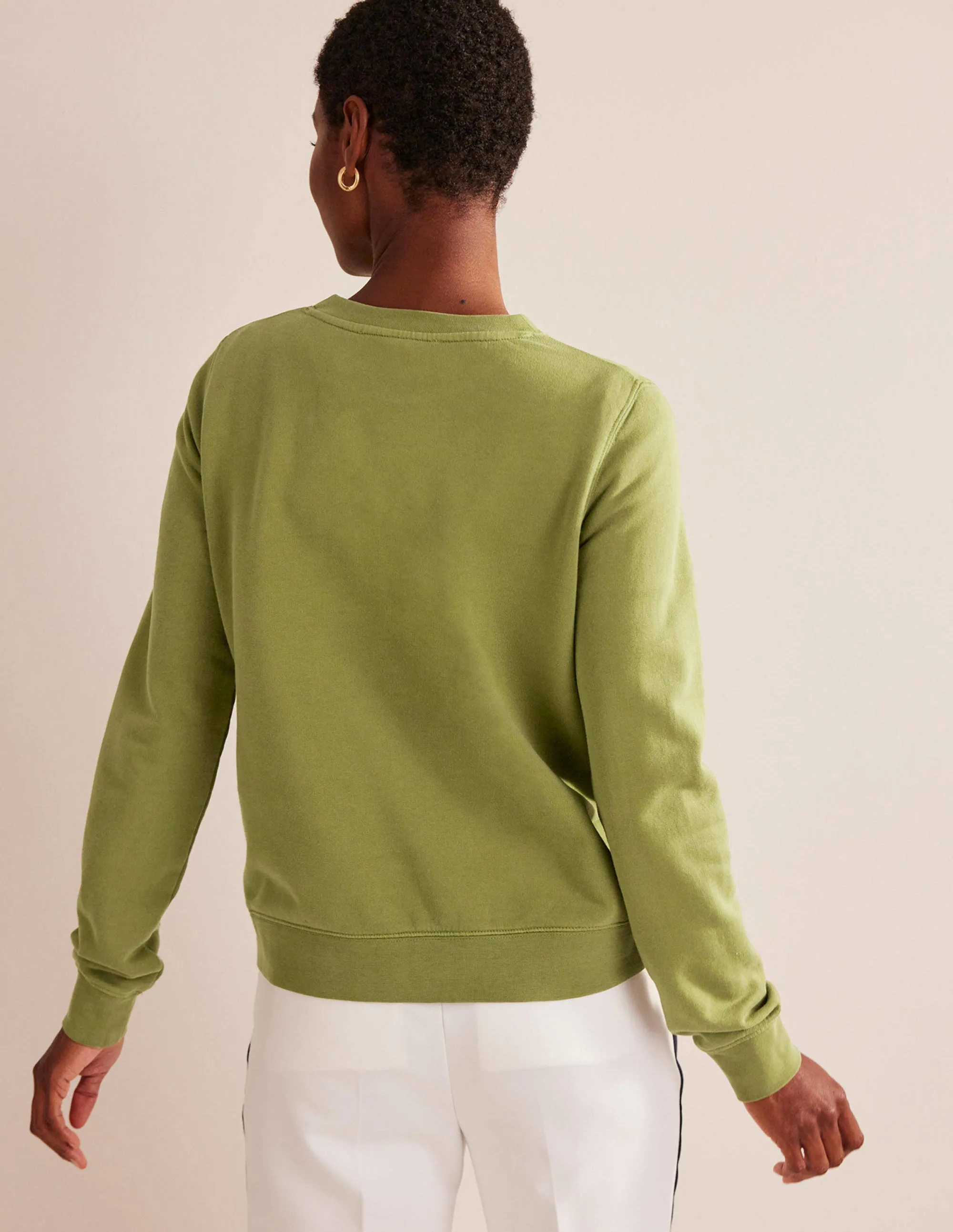 Deep Rib Boxy Sweatshirt-Green Olive