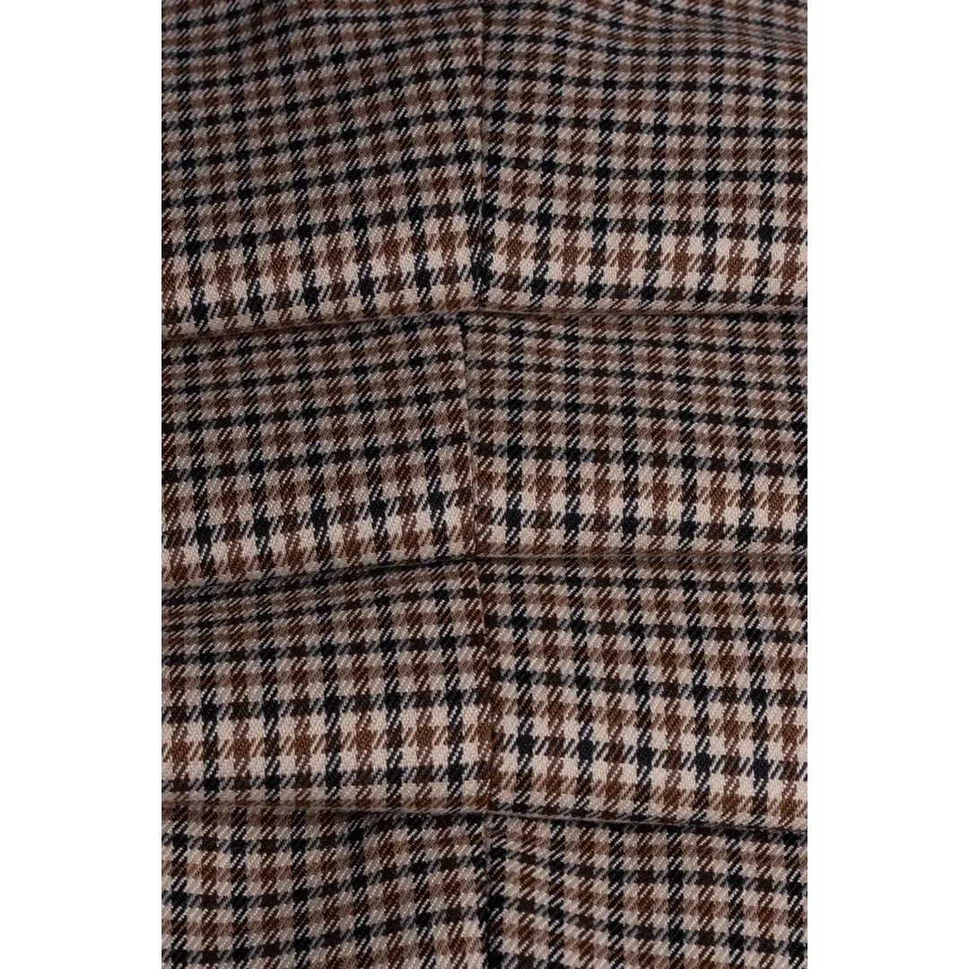 Elwood - Men's Beige Check Houndstooth Trousers