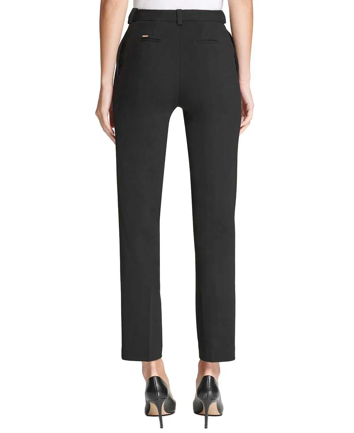 Essex DKNY Stretch Crepe Straight Leg Pants, Black