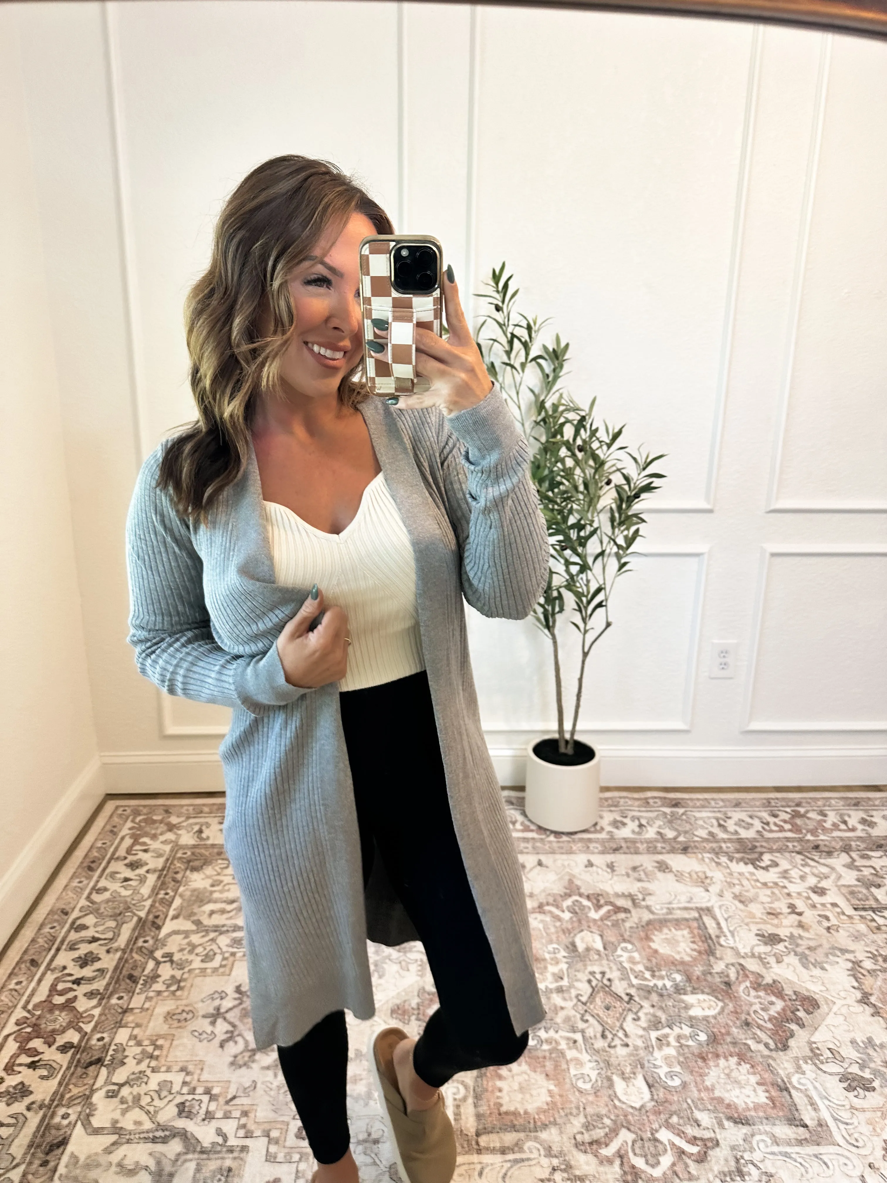Fashionably Late Duster Cardigan - Gray