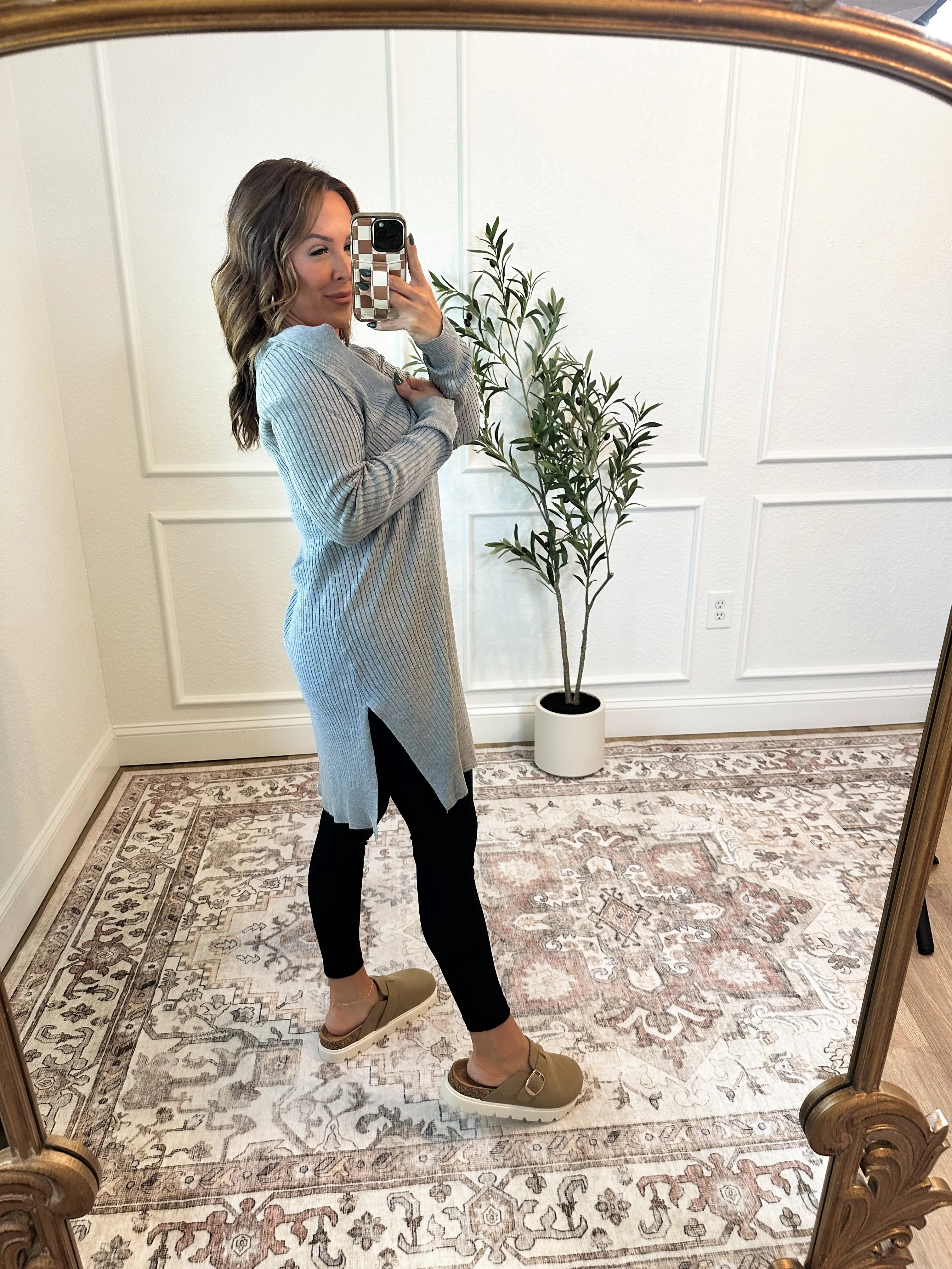 Fashionably Late Duster Cardigan - Gray