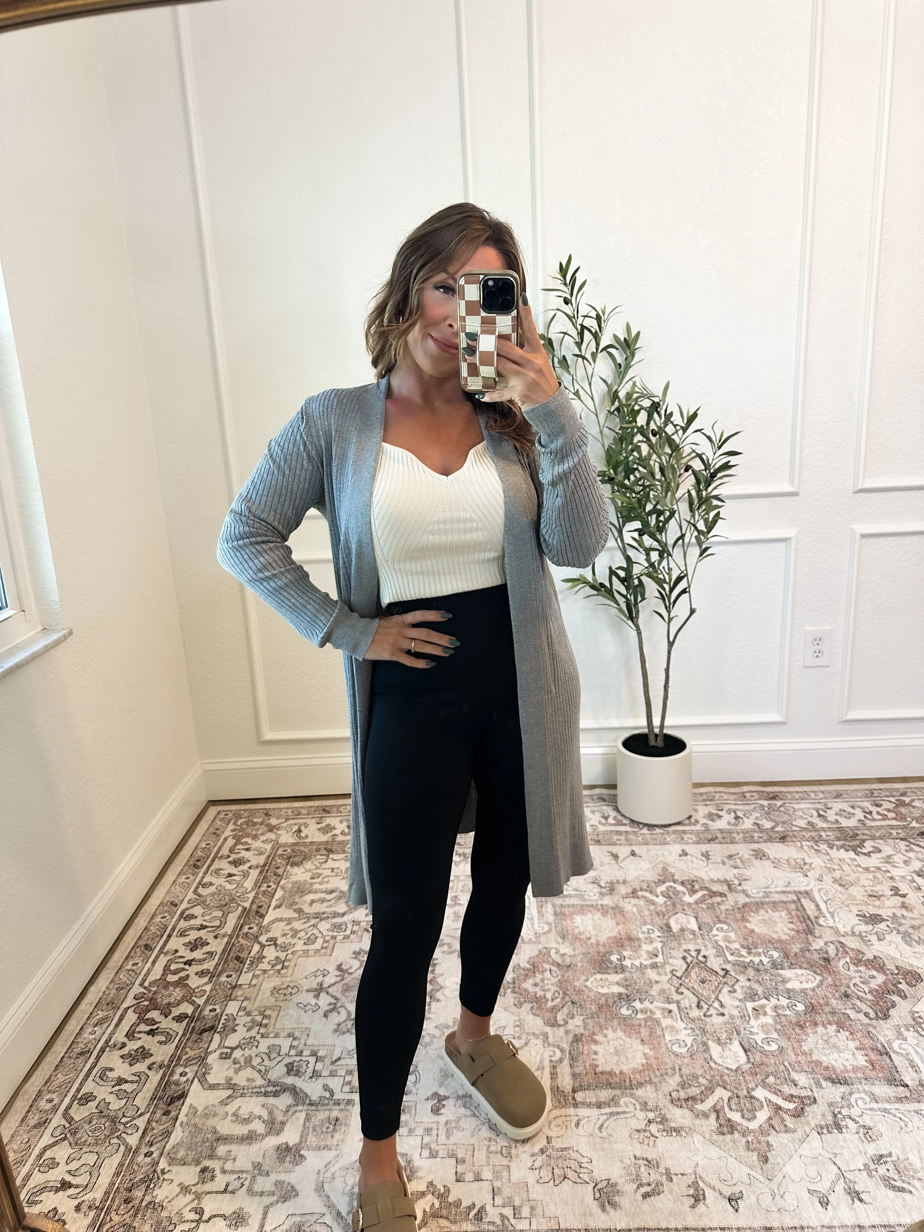 Fashionably Late Duster Cardigan - Gray
