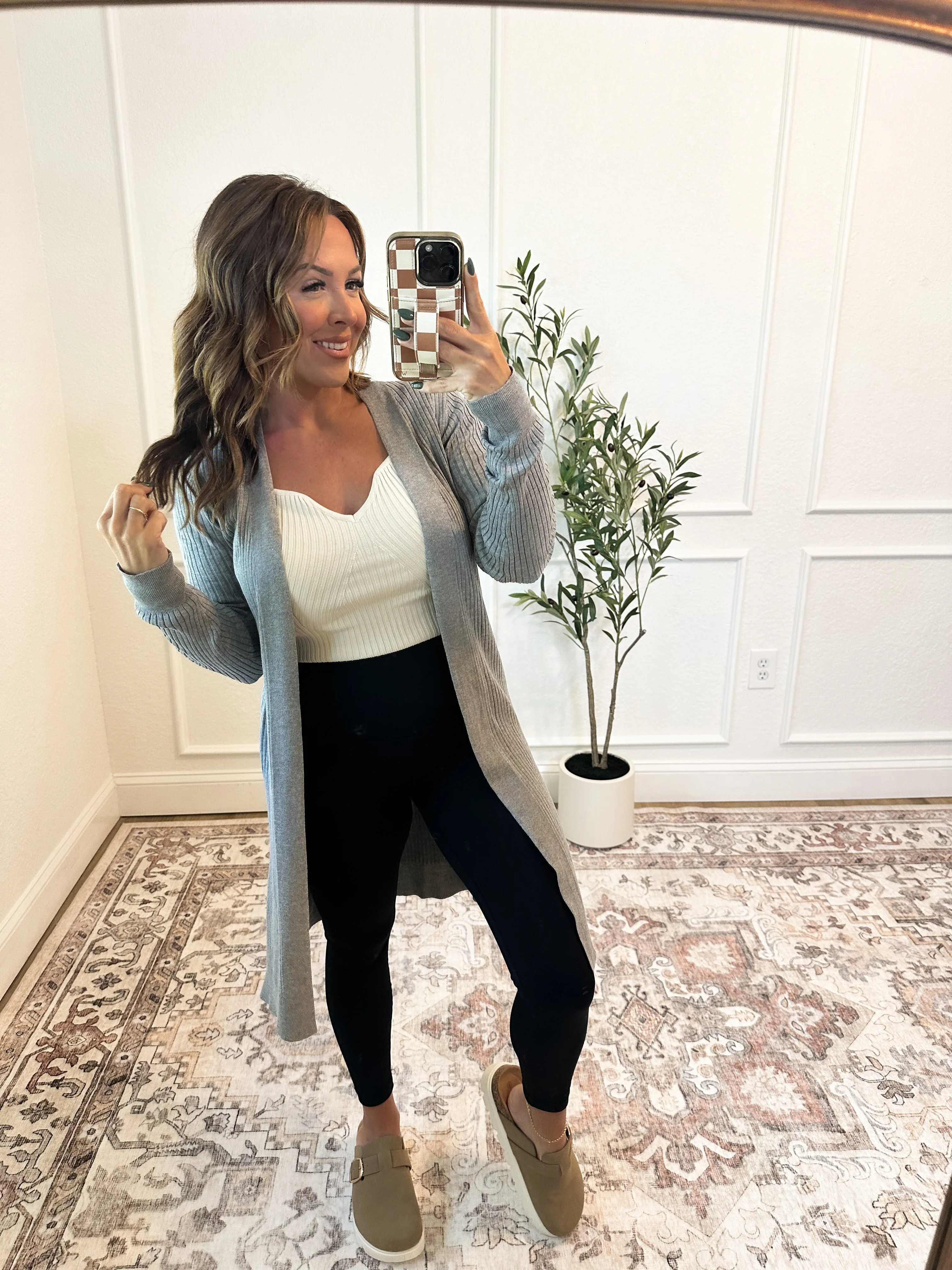 Fashionably Late Duster Cardigan - Gray