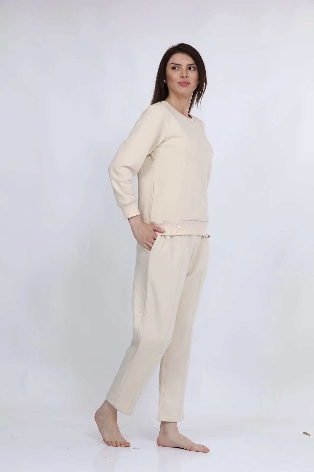 Fleece Winter Off-White Co-ord Set