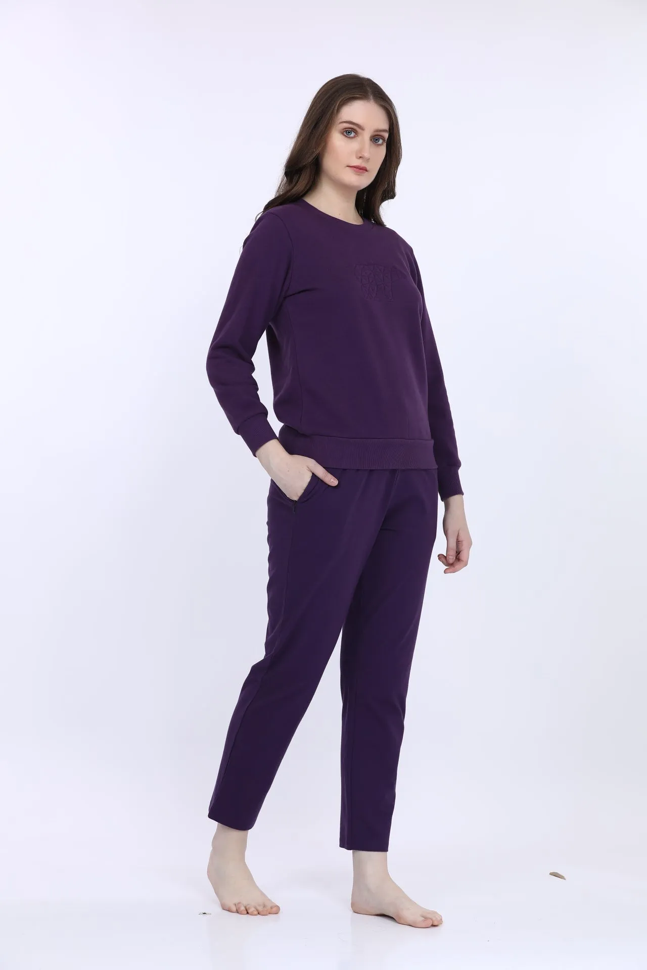 Fleece Winter Purple Co-ord Set