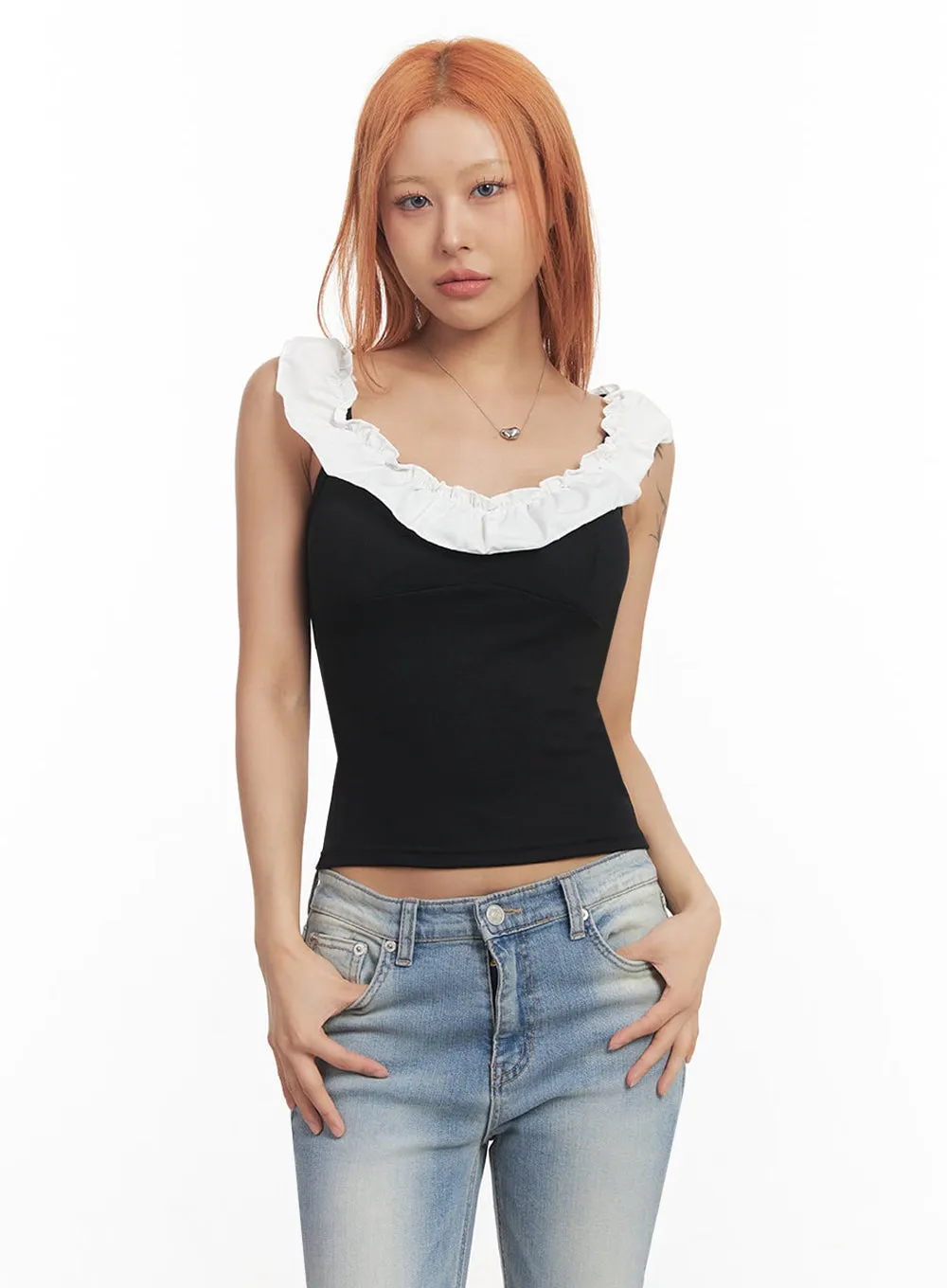Frill-Trimmed Crop Top IA515