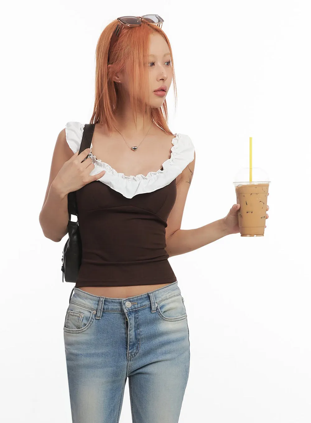 Frill-Trimmed Crop Top IA515