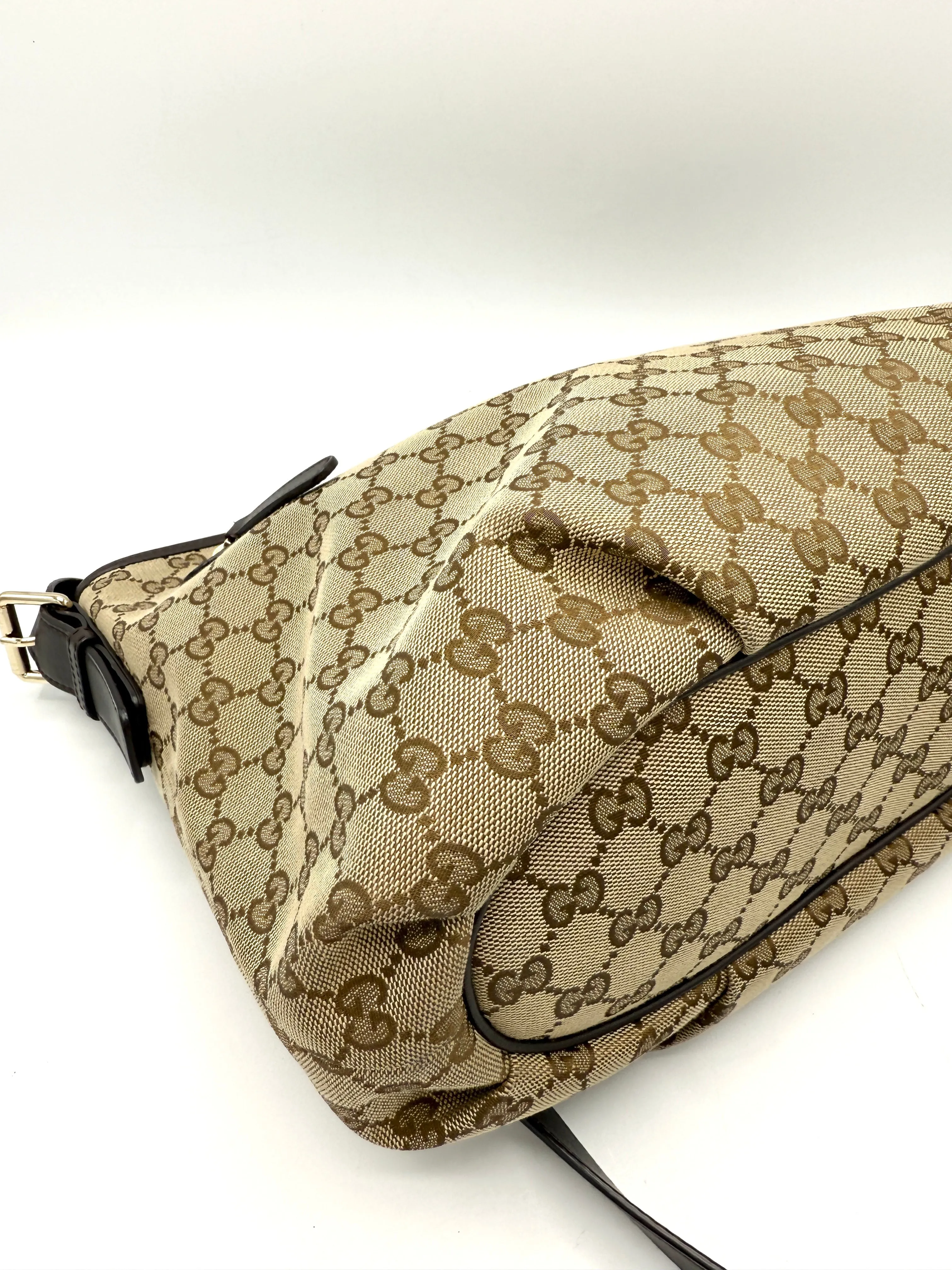 GG Brown Leather Trimmed Zip Crossbody