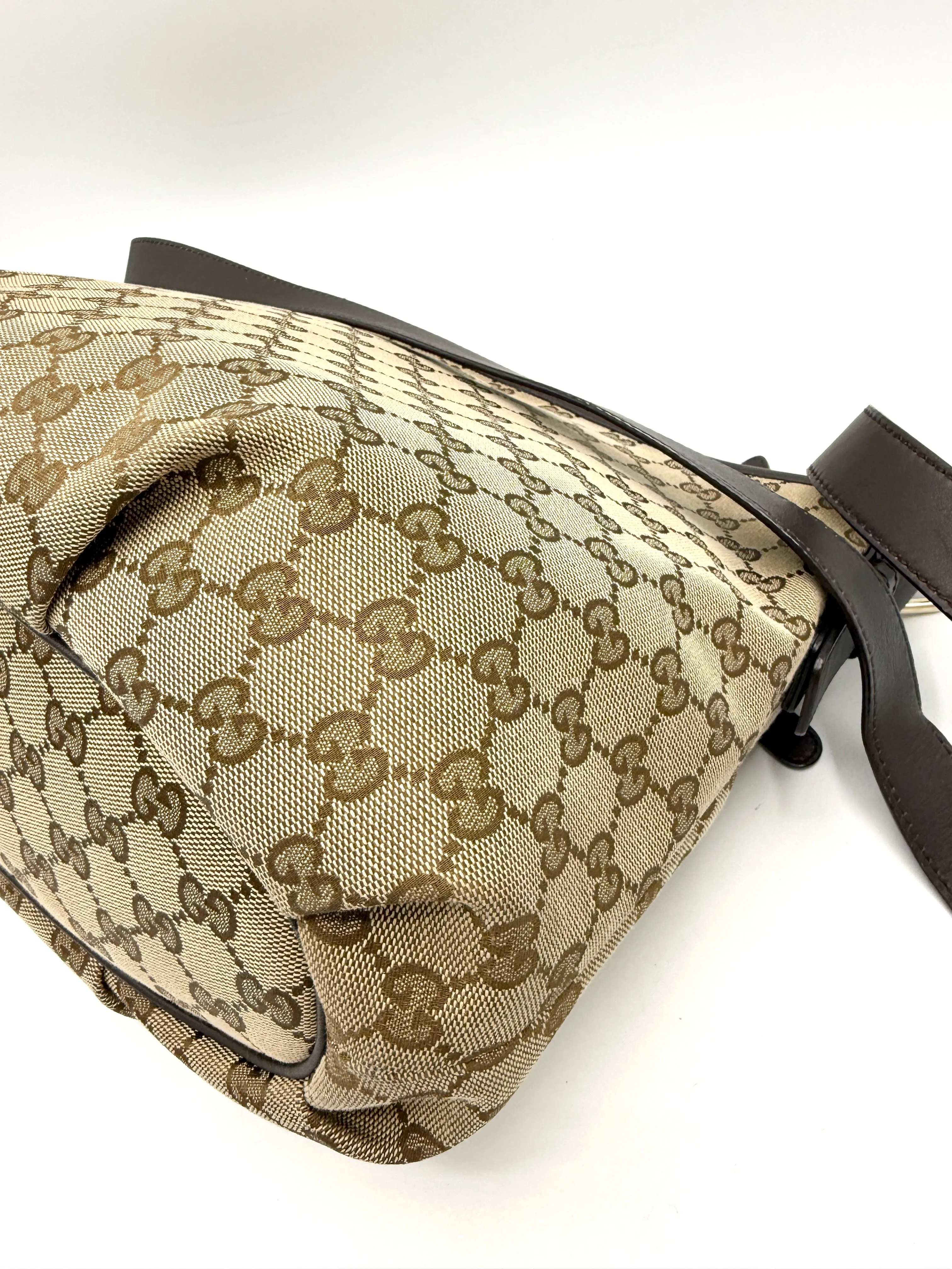 GG Brown Leather Trimmed Zip Crossbody