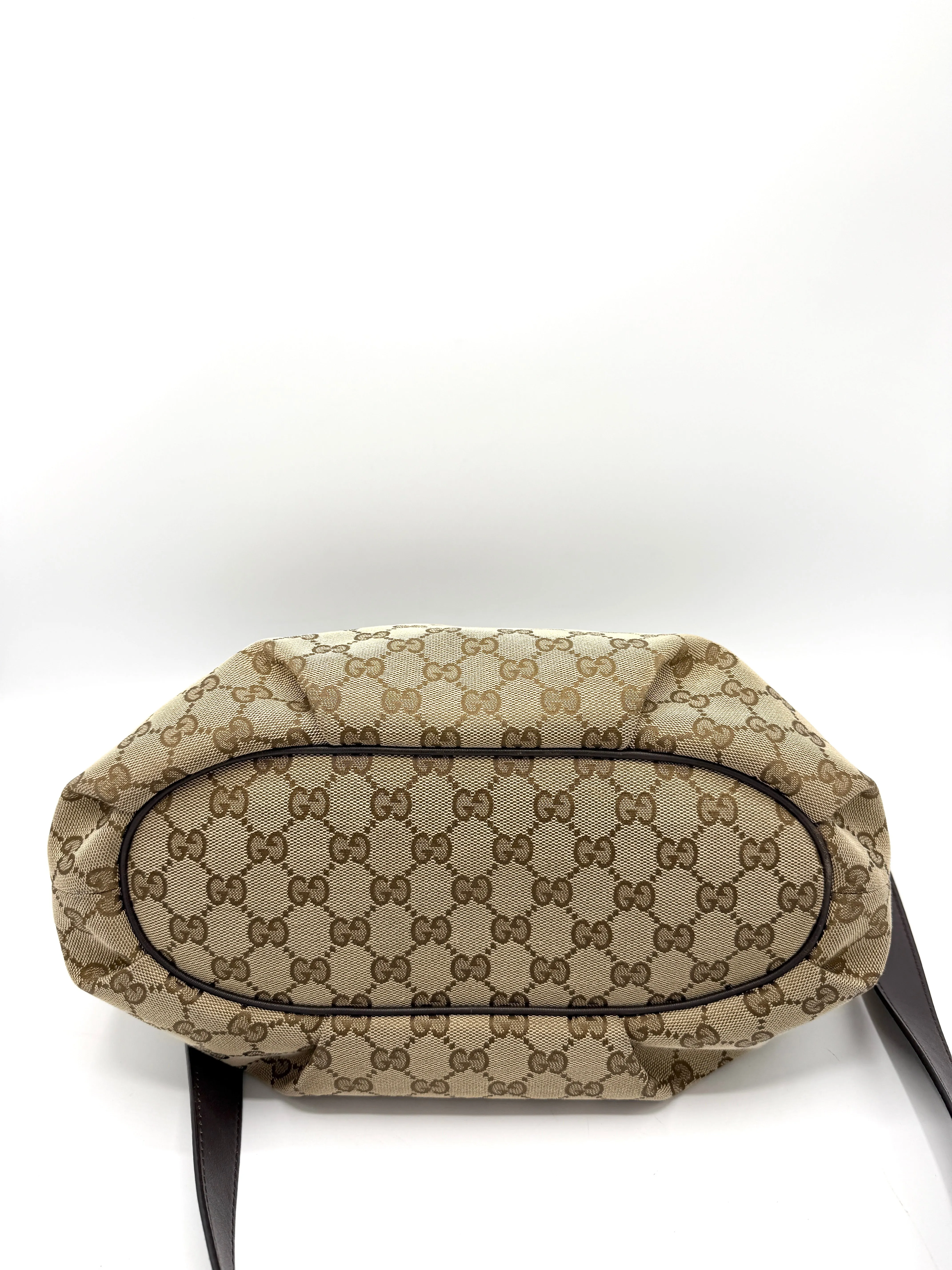 GG Brown Leather Trimmed Zip Crossbody