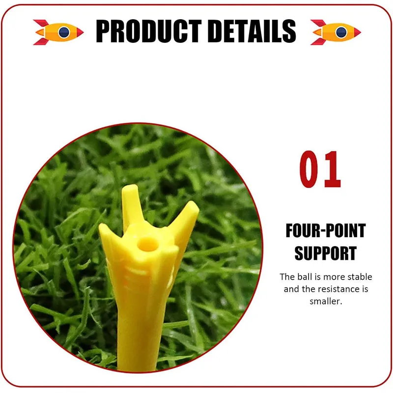 Golf Tee Rocket Head Shape Zero Drag Tee