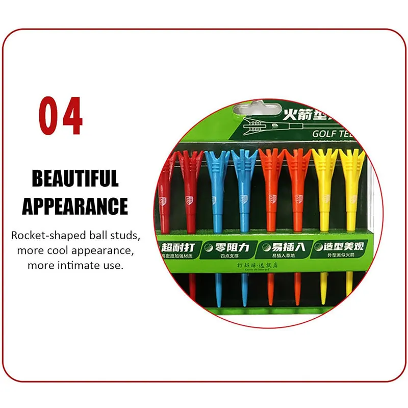 Golf Tee Rocket Head Shape Zero Drag Tee