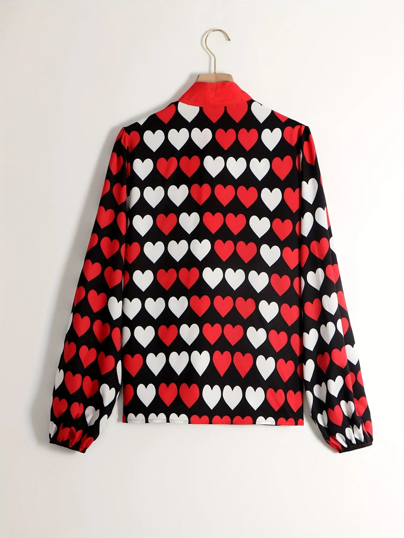 Heart Print Bow Front Blouse