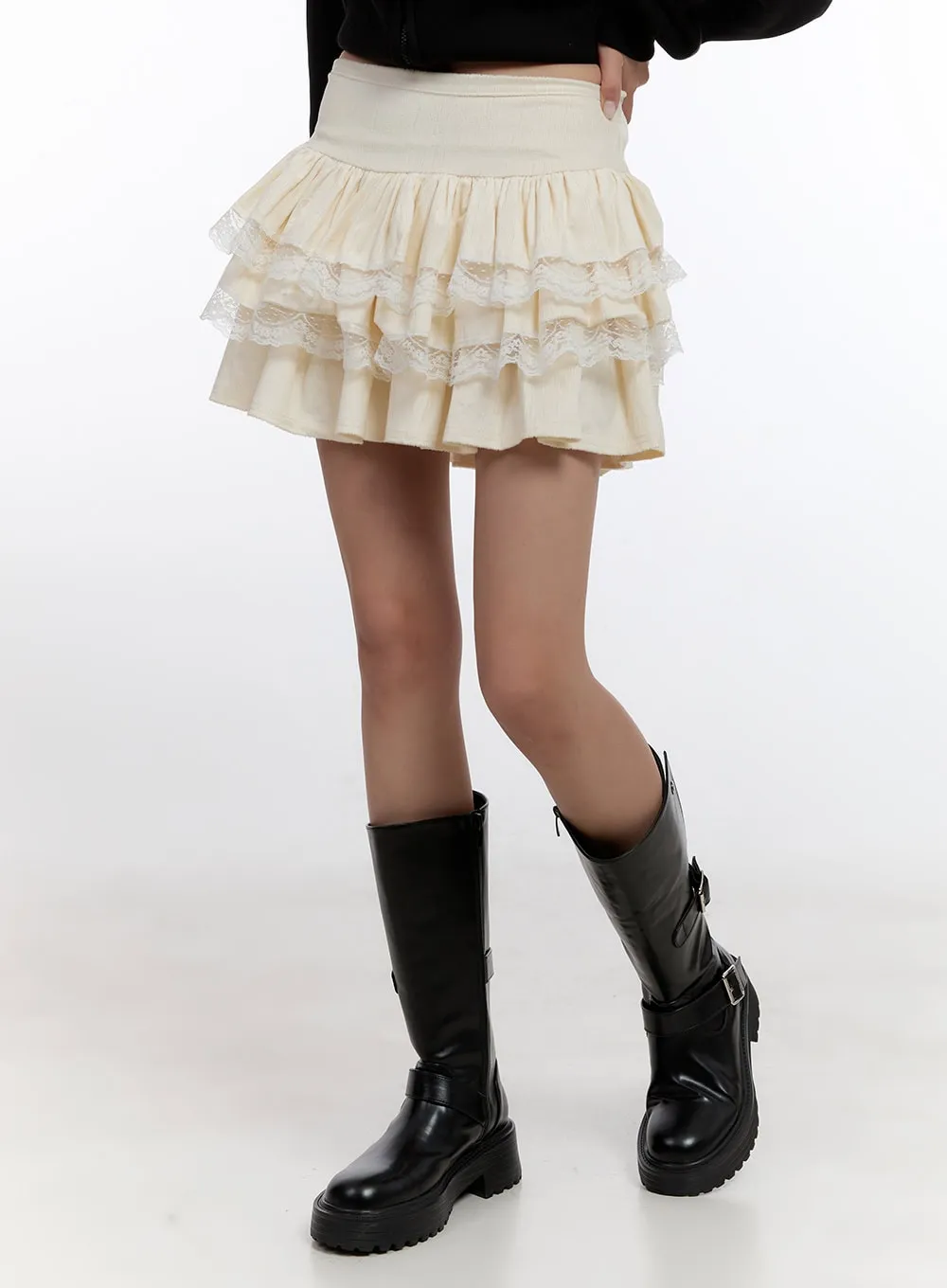 Lace Trimmed Mini Skirt CN421