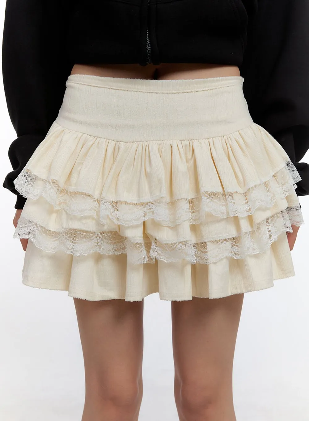 Lace Trimmed Mini Skirt CN421