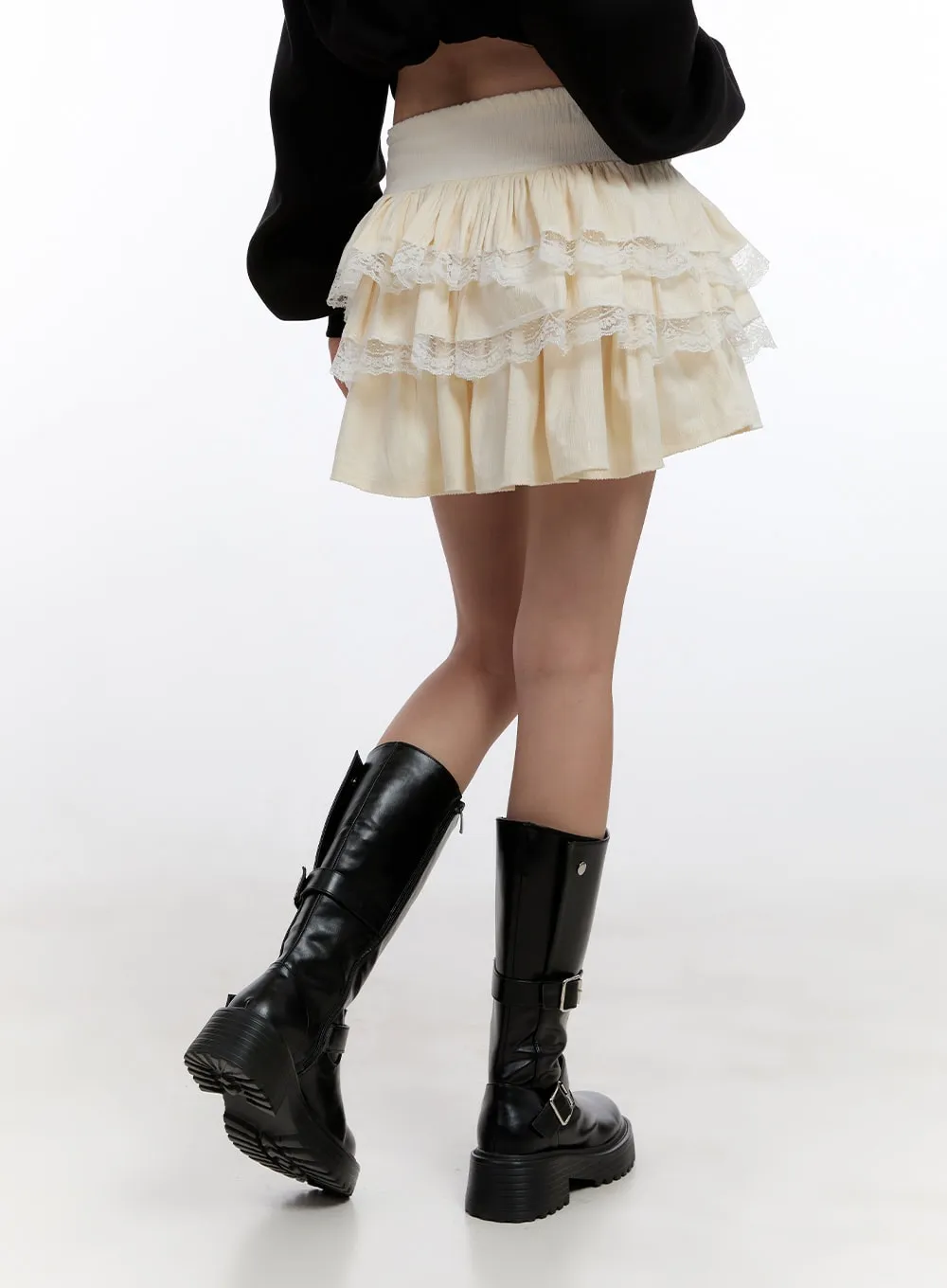 Lace Trimmed Mini Skirt CN421