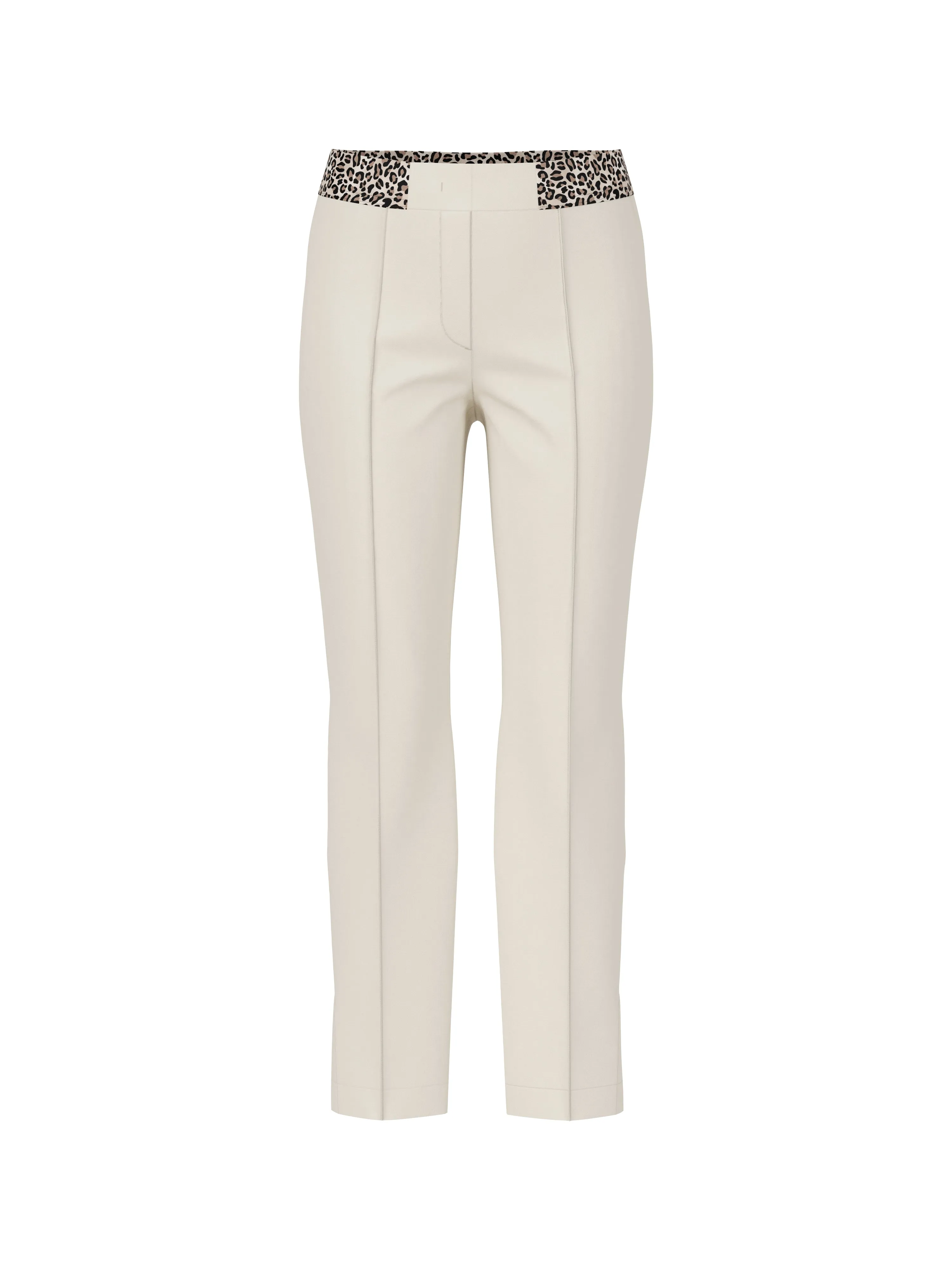 MARC CAIN Cream Trousers With Leopard Print Detail