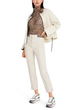 MARC CAIN Cream Trousers With Leopard Print Detail