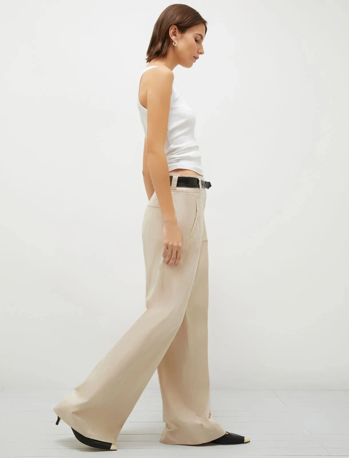MARELLA Cream Cotton Trousers