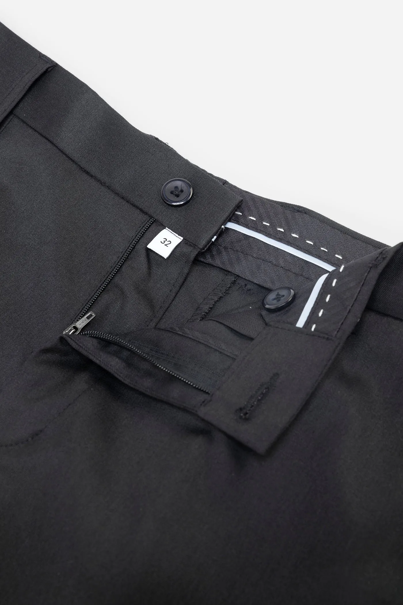 Men's Black Solid Formal Trousers
