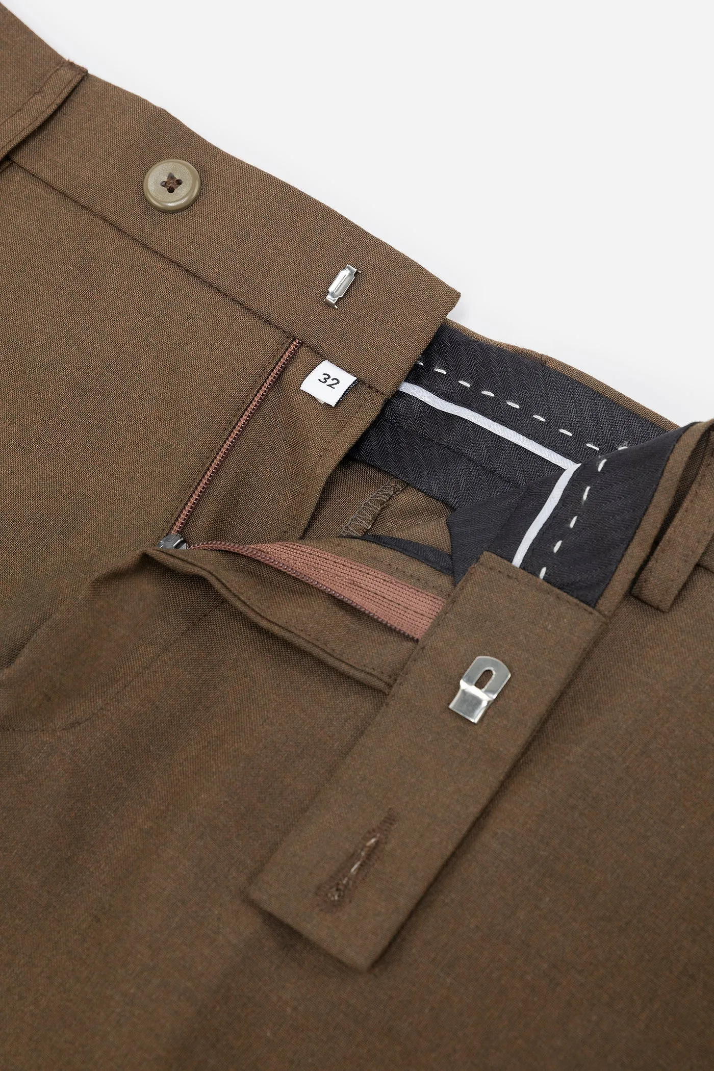 Men's Brown Solid Formal Trousers
