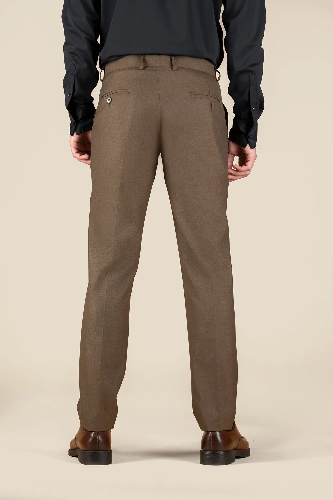 Men's Brown Solid Formal Trousers
