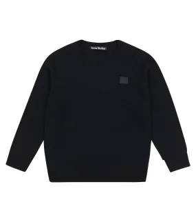 Mini face patch wool sweater black