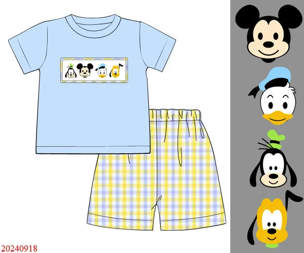 Mouse Friend Smocked Boy Short Set