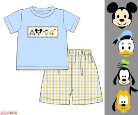 Mouse Friend Smocked Boy Short Set