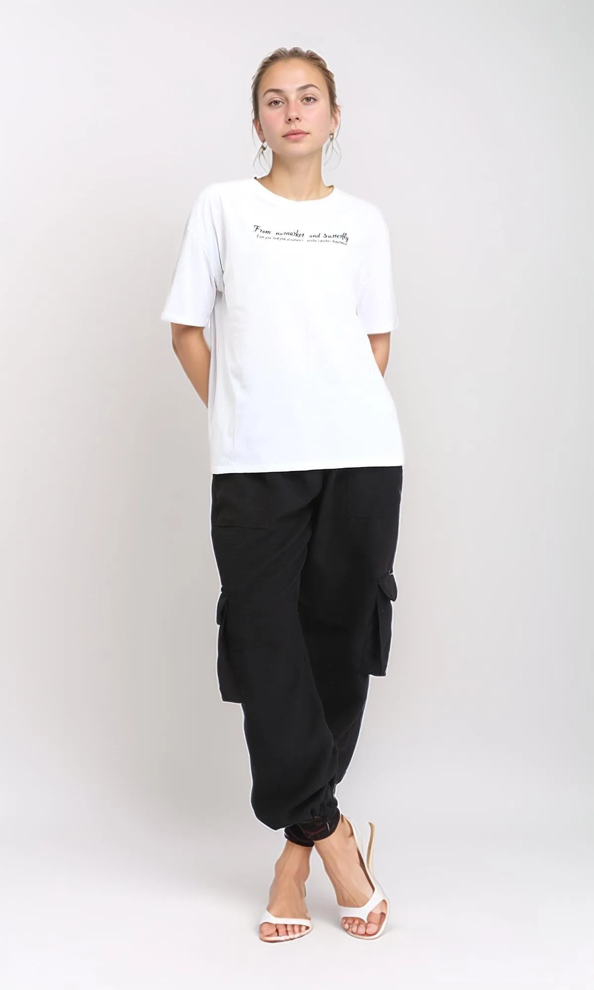 R206762 - Short Sleeves Printed Cotton Tee - White